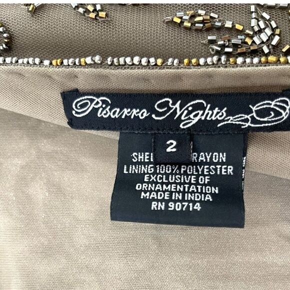 PISSARRO NIGHTS Brown Mocha Gown Beaded Mesh With Jacket Size 2 NWT - Picture 7 of 16